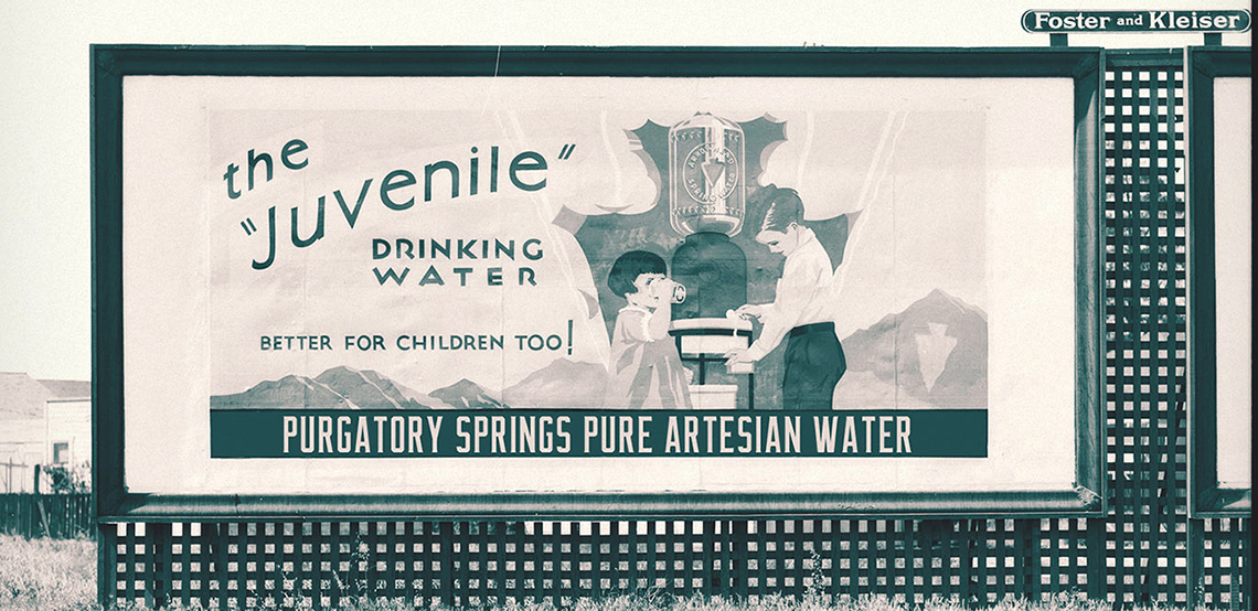 Billboard advertisement for Pure Artesian Water
